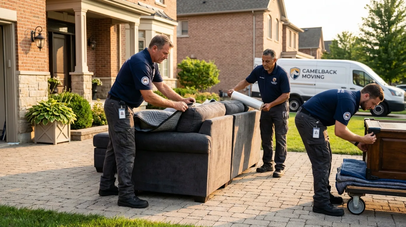 Large estate moving crew wrapping furniture in Atchison, KS